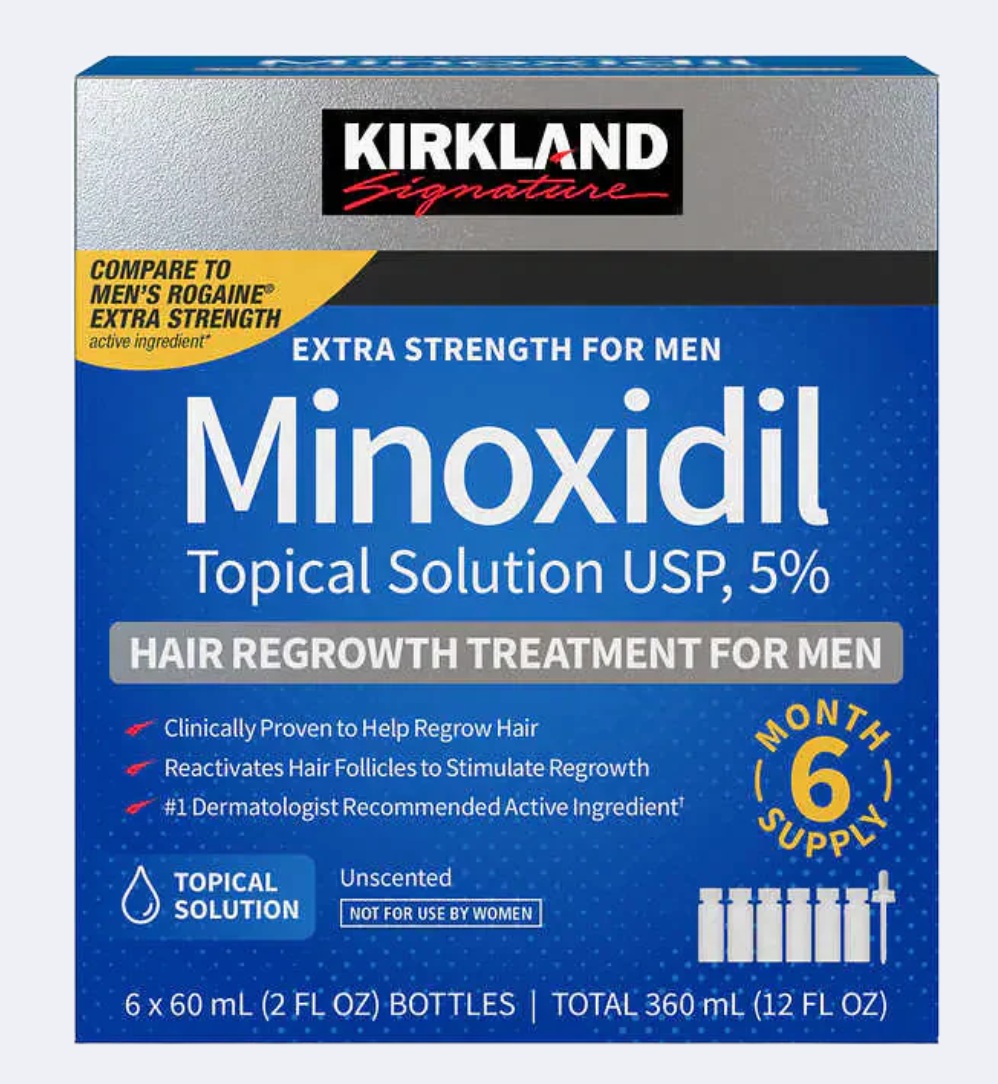 Kirkland 5% Minoxidil Extra Strength Liquid Hair Loss and Hair Regrowth Treatment 6 Month