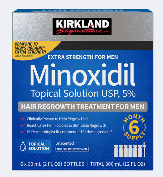 Kirkland 5% Minoxidil Extra Strength Liquid Hair Loss and Hair Regrowth Treatment 6 Month